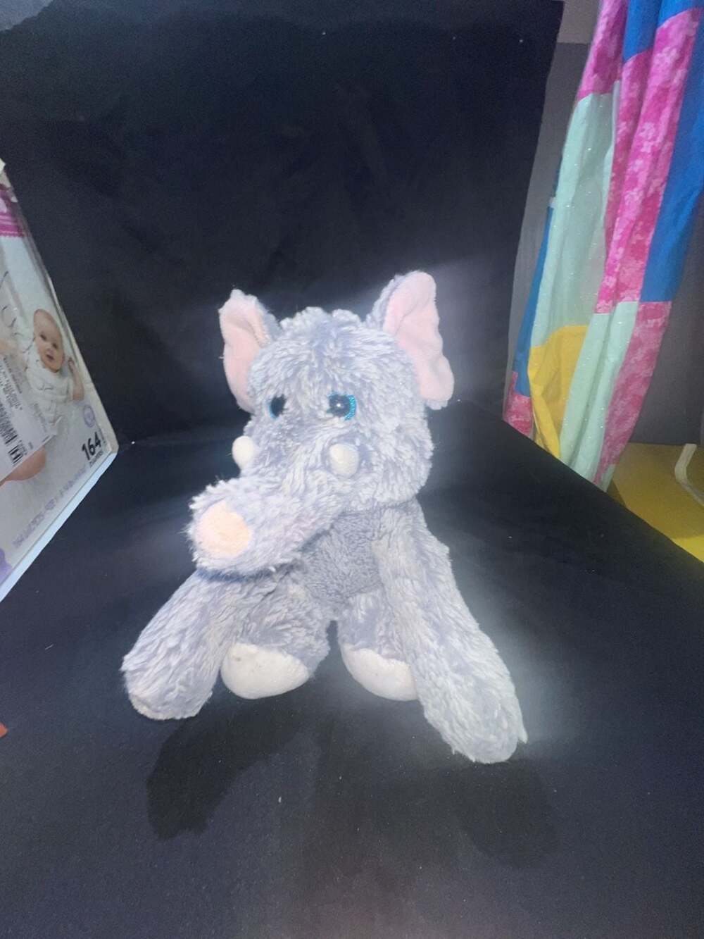 Kellytoy Elephant Plush Gray Pink Ears Blue Eyes Stuffed Animal Toy